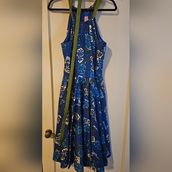 Pinup Couture Blue Tiki Harley Midi Swing Dress 2X - Picture 4 of 8